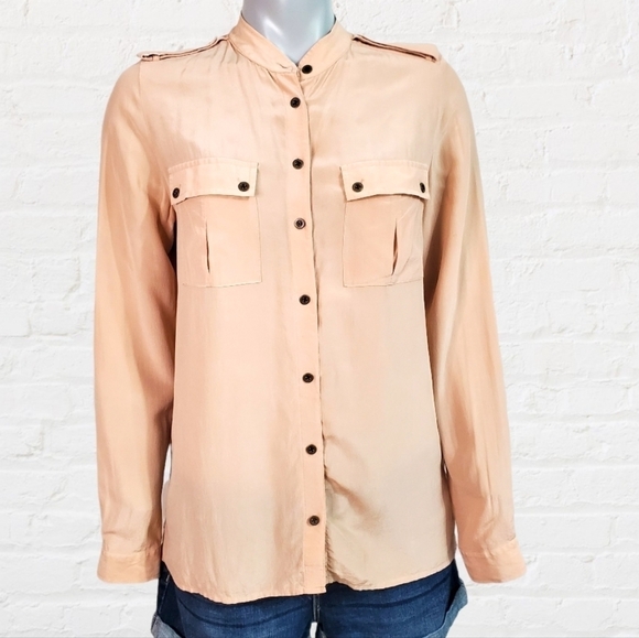 Club Monaco Pink Long Sleeve Button Down Blouse - Picture 1 of 10